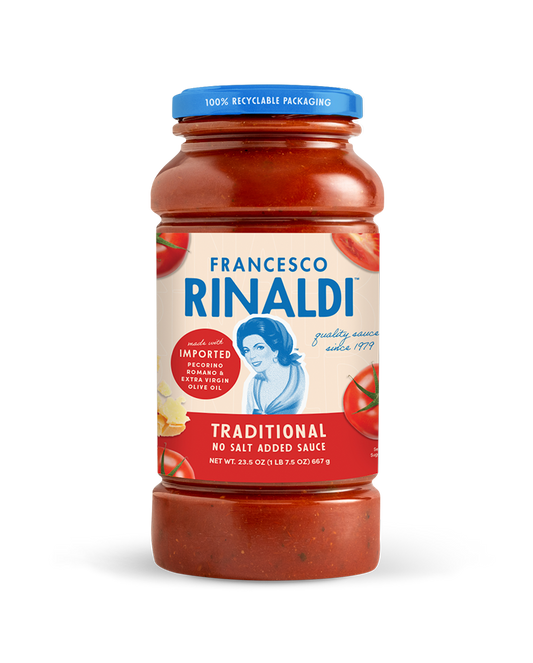 A jar of Francesco Rinaldi Traditional Sauce 
