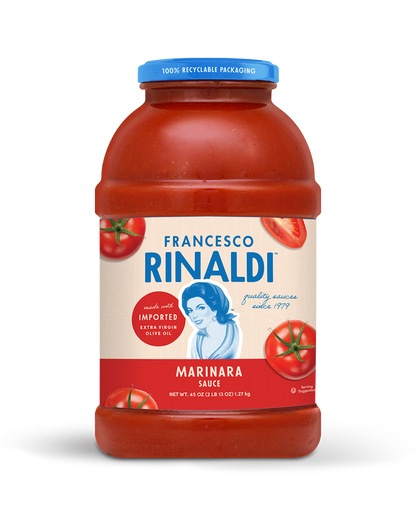 A jar of Francesco Rinaldi Marinara Sauce 45 oz.