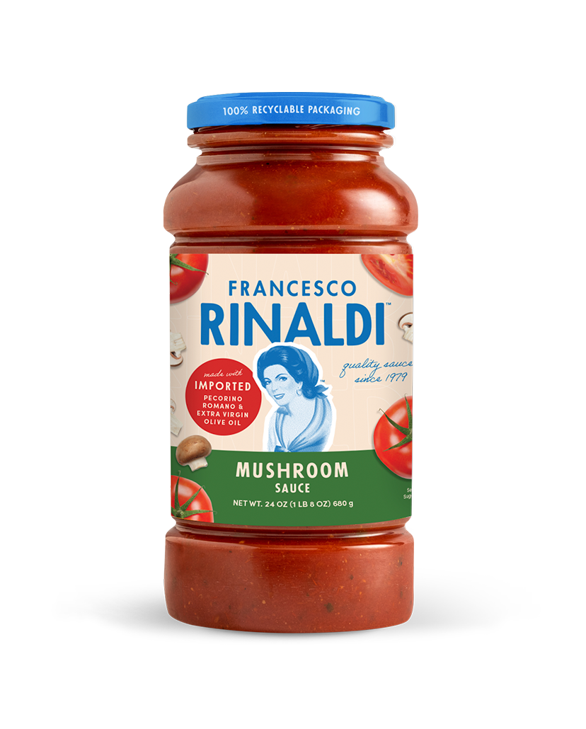 A jar of Francesco Rinaldi Mushroom Sauce