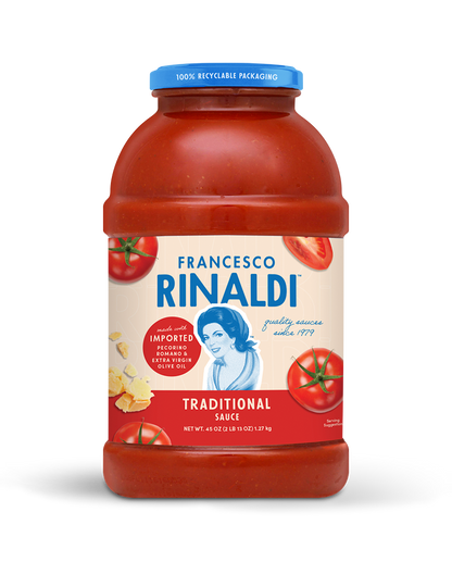 A jar of Francesco Rinaldi Traditional Sauce 45 oz.