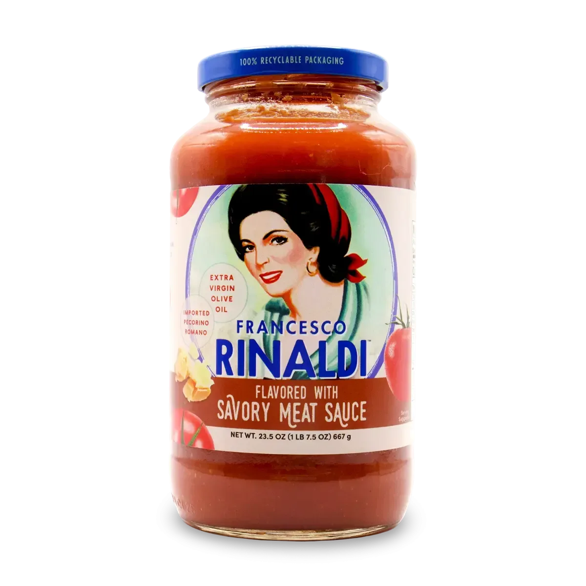 Jar of Francesco Rinaldi Red Sauce, Savory Meat