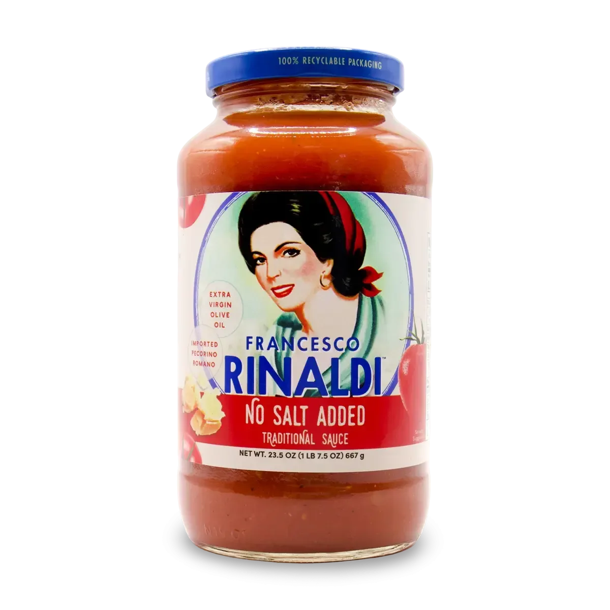 Jar of Francesco Rinaldi Red Sauce, Traditional No Salt Added