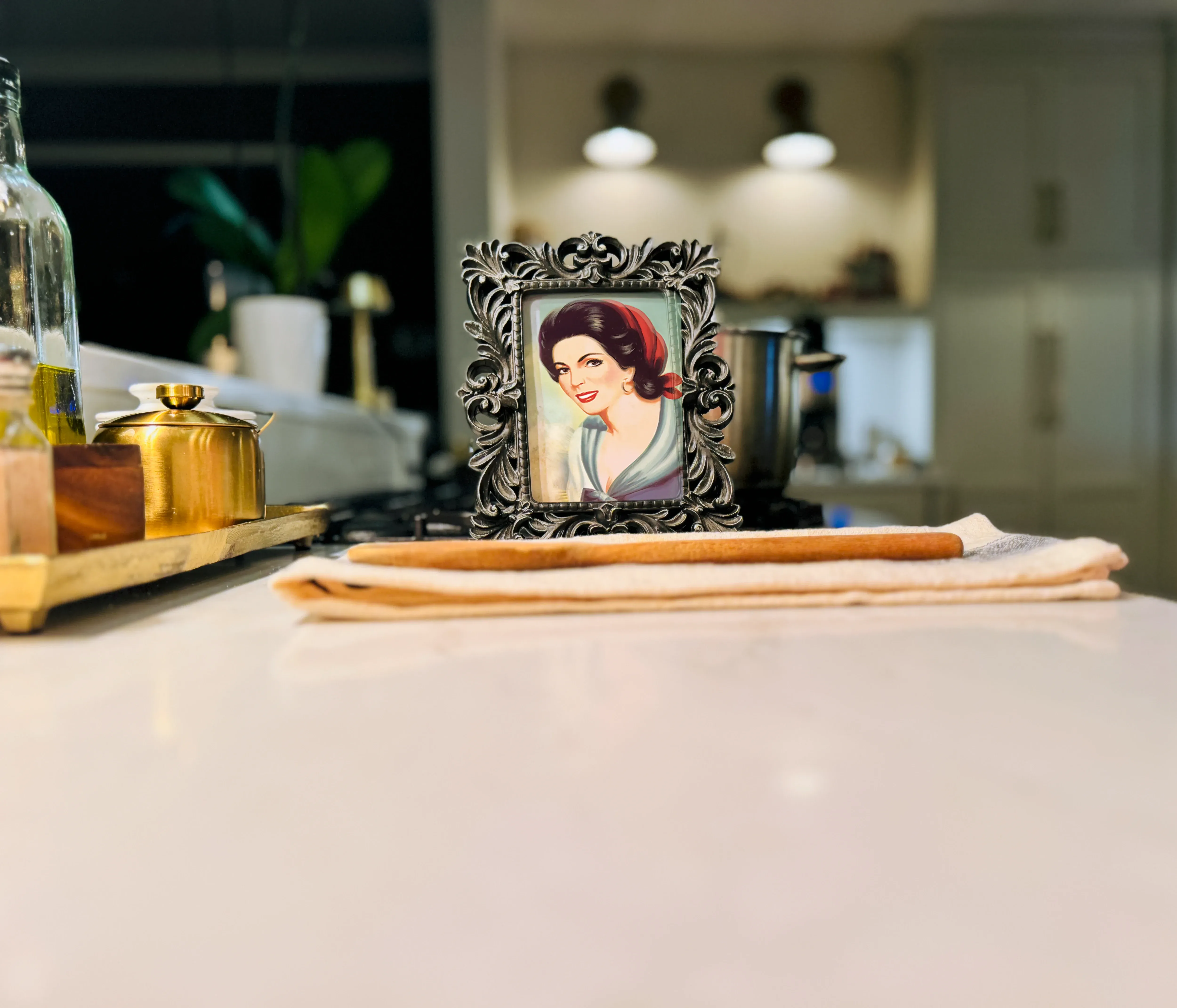 Framed photograph of the Francesco Rinaldi sauce brand's "Muse"