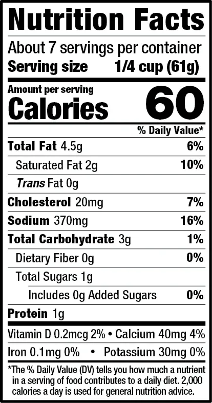 Nutrition Facts for Francesco Rinaldi Classic Alfredo Sauce.