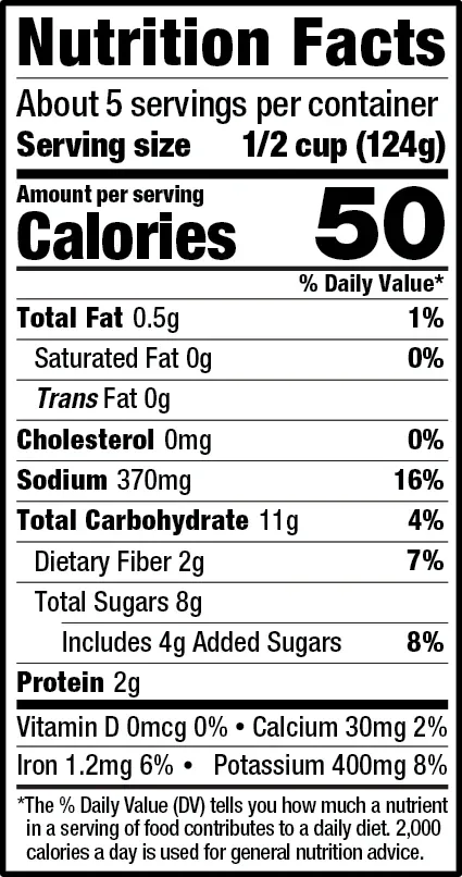 Nutrition Facts for Francesco Rinaldi Garden Combo Sauce.