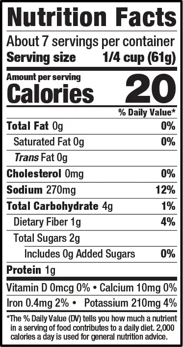 Nutrition Facts for Francesco Rinaldi Pizza Sauce.