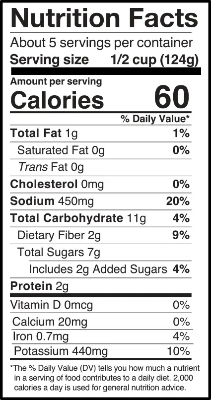 Nutrition Facts for Francesco Rinaldi Spicy Arrabbiata Sauce.