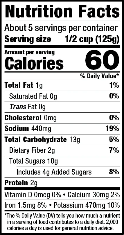 Nutrition Facts for Francesco Rinaldi Sweet & Tasty Sauce.