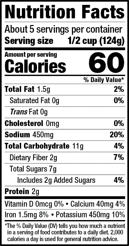 Nutrition Facts for Francesco Rinaldi Tomato & Basil Sauce.