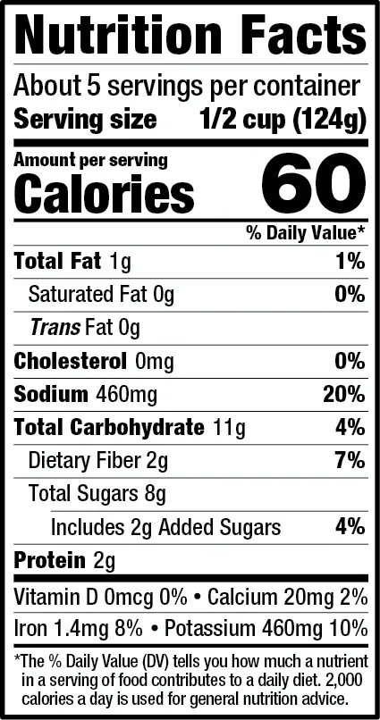 Nutrition Facts for Francesco Rinaldi Traditional Tomato Sauce.